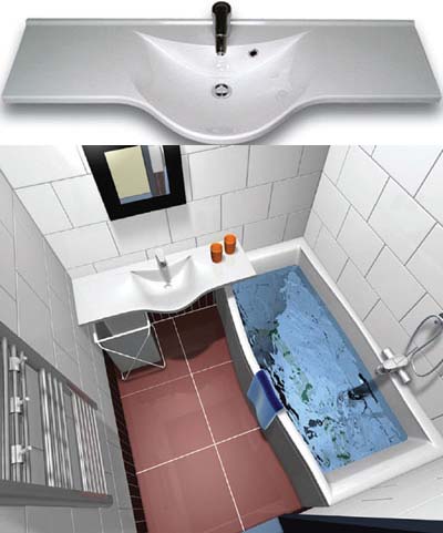 A washbasin that can be used as a working space.
